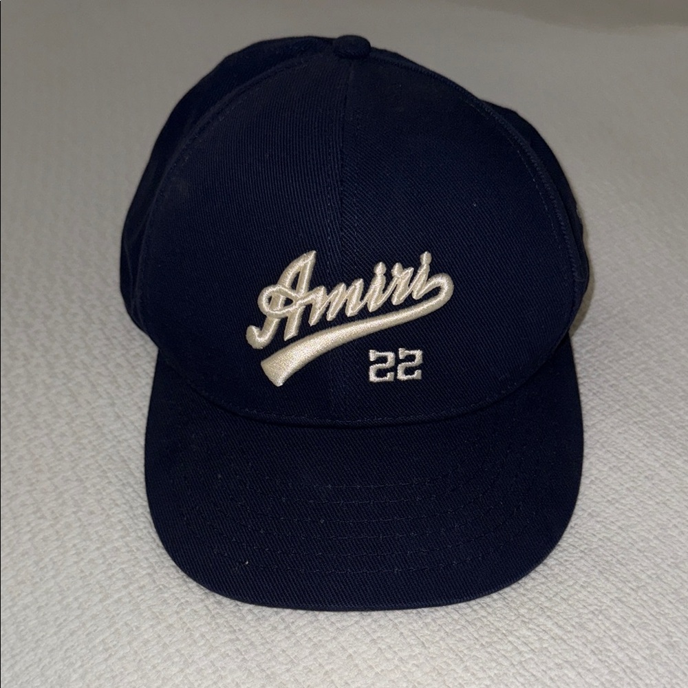 AMIRI Dark Blue Cap with Cream Embroidery
